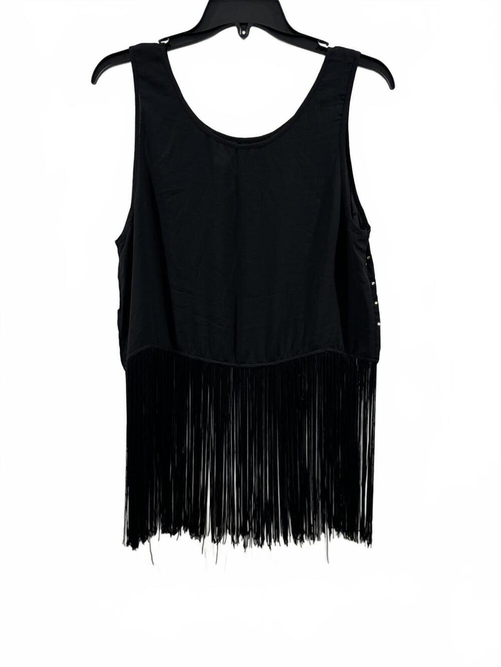 H&M Divided Black Studded Fringe Tank Top Boho Western Festival Size 8 - Picture 3 of 9